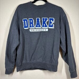 JanSport Drake University Crewneck Sweatshirt Mens Med Gray Embroidered Casual